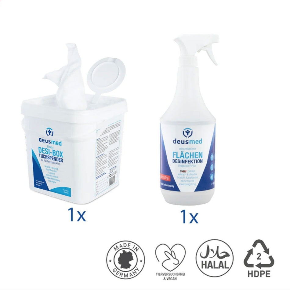 Deusmed alkoholfreie Flächendesinfektionsmittel im Test Kit