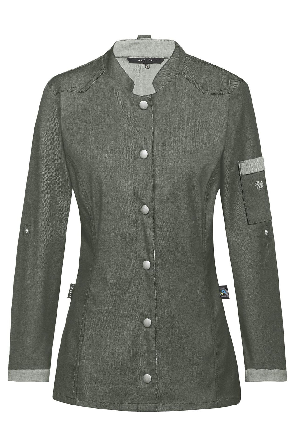 Greiff Damen-Kochjacke Biker RF denimoptik grün