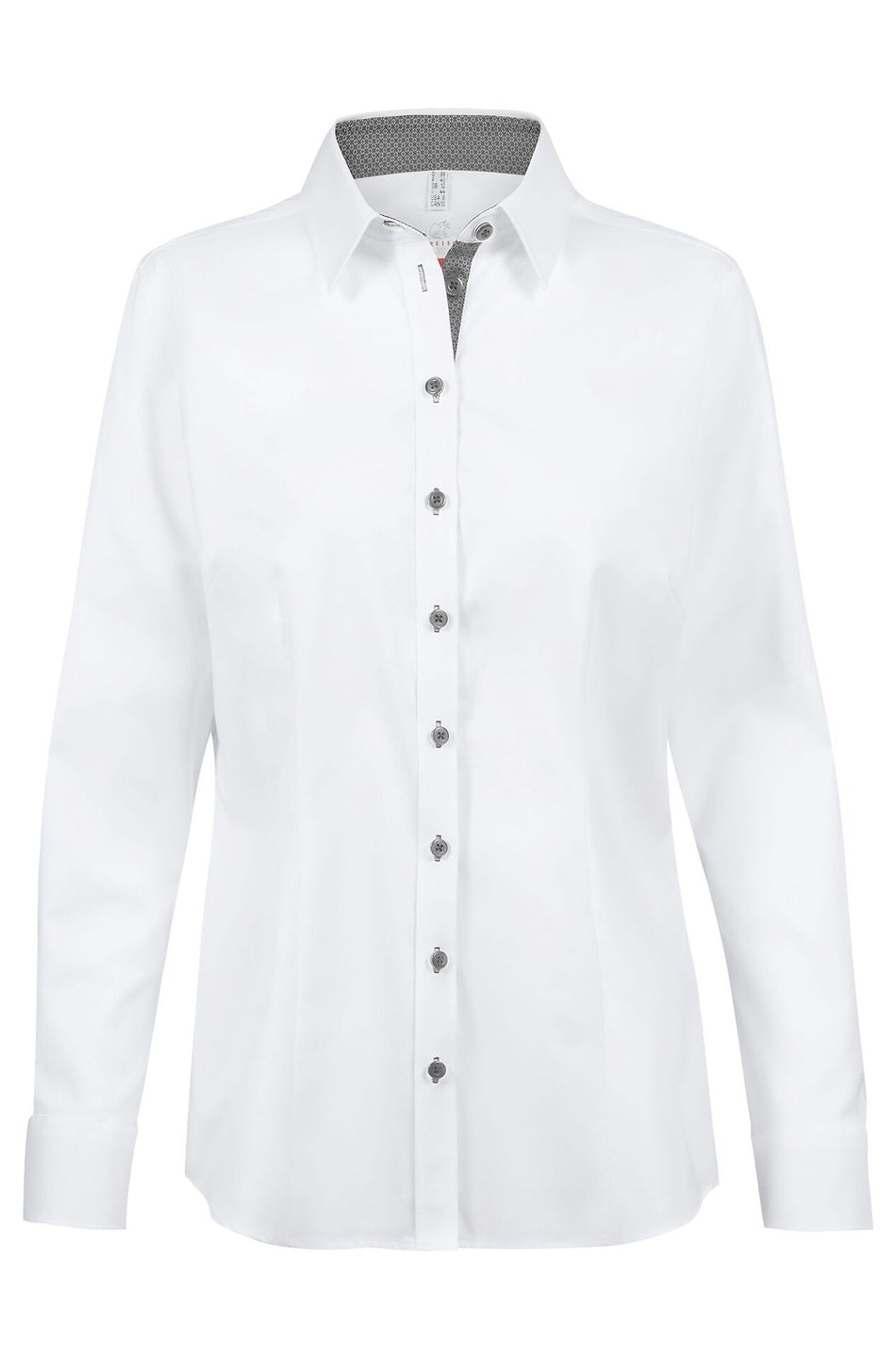 Greiff Damen-Bluse 1/1 RF 37.5 weiß/Kontrast grau
