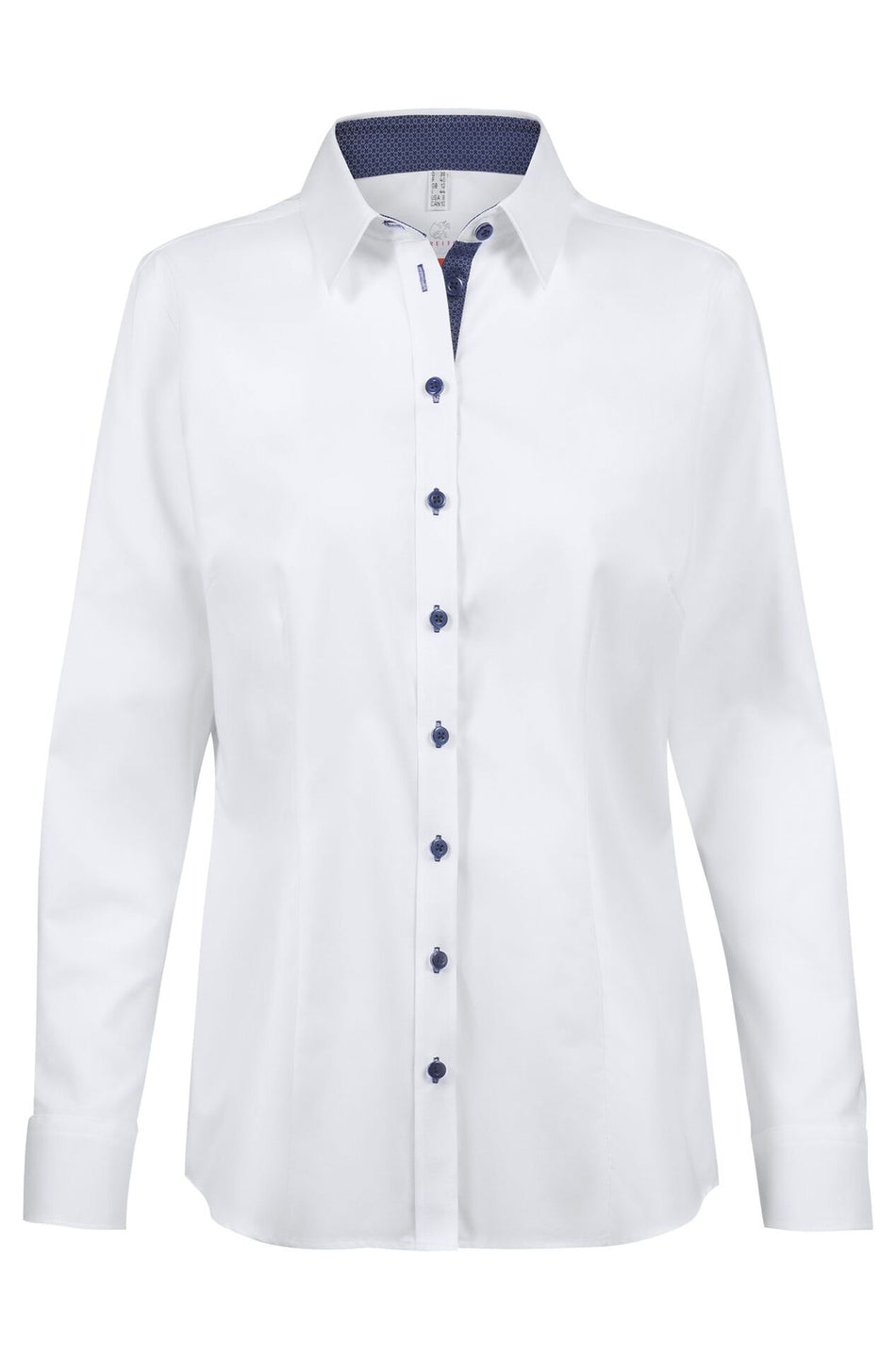 Greiff Damen-Bluse 1/1 RF 37.5 weiß/Kontrast blau