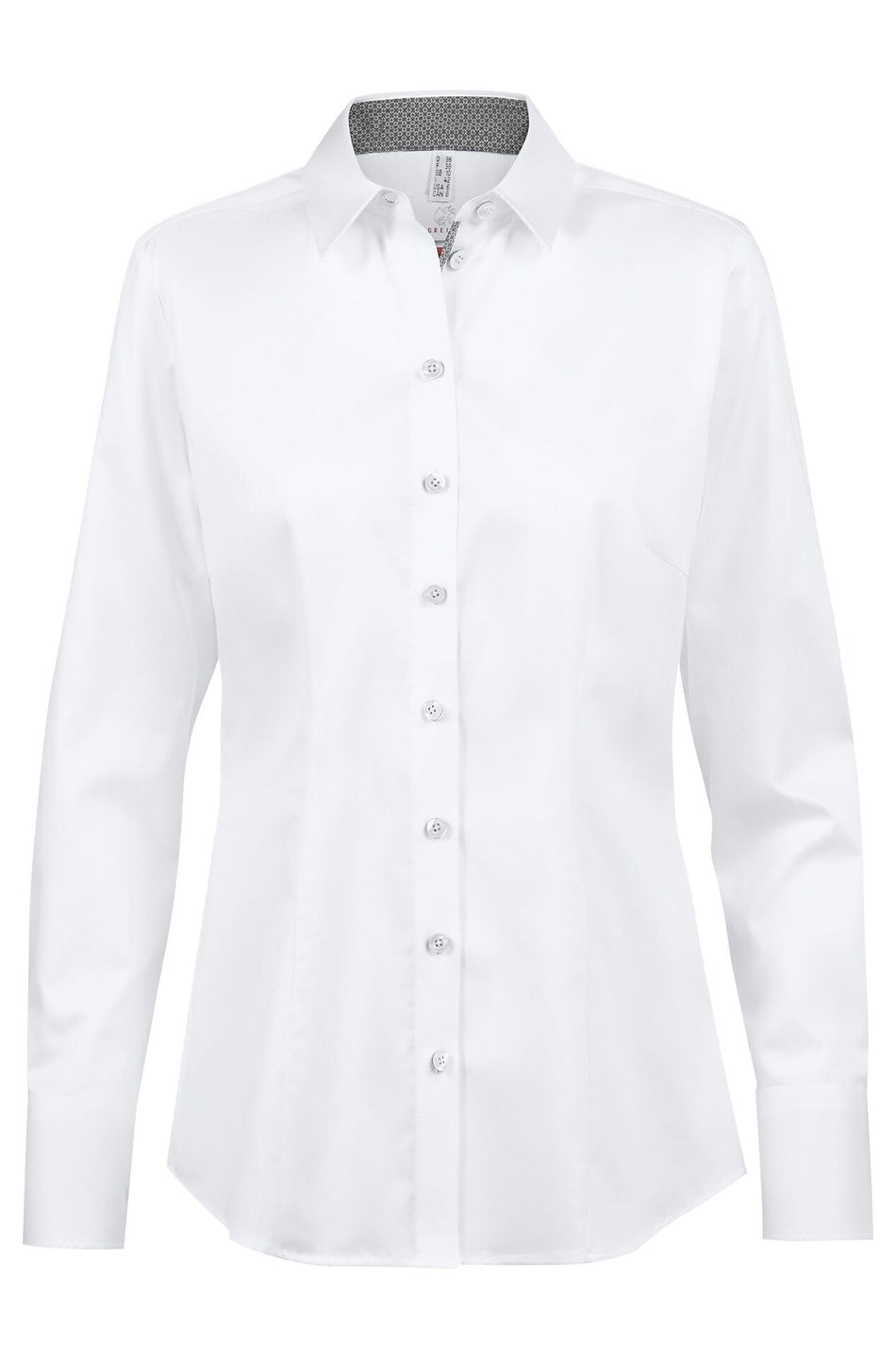 Greiff Damen-Bluse 1/1 RF Premiu weiß/Kontrast grau