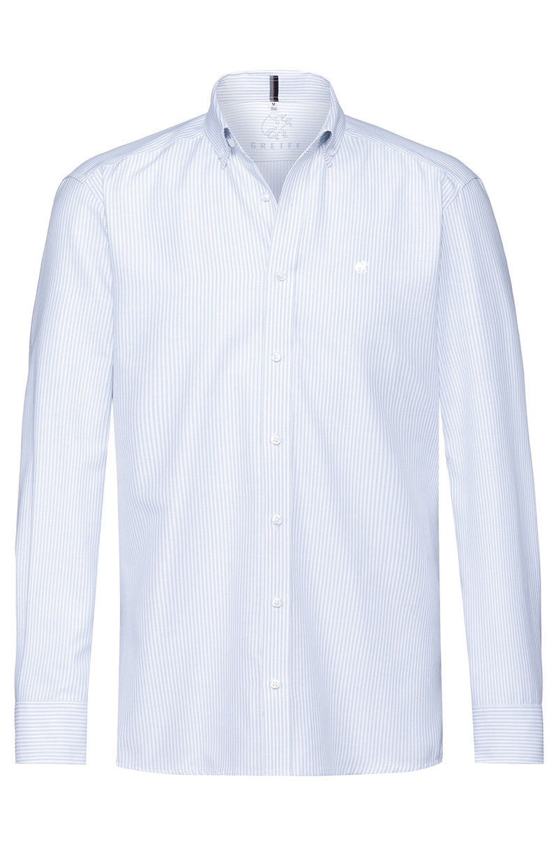 Greiff Herren-Hemd Buttondown RF blau/weiß gestreift