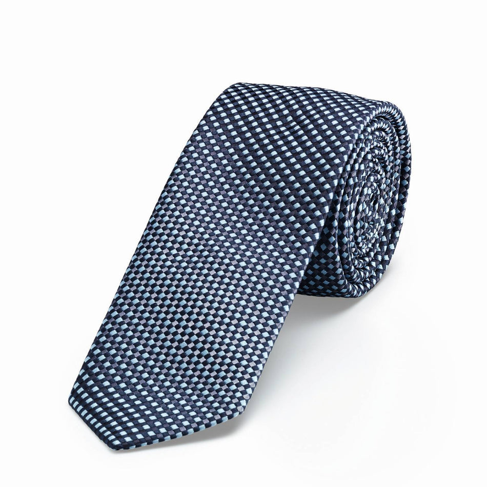 Greiff Krawatte Slimline blau/grau kariert