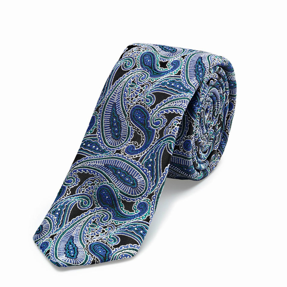 Greiff Krawatte Slimline dunkelblau Paisley