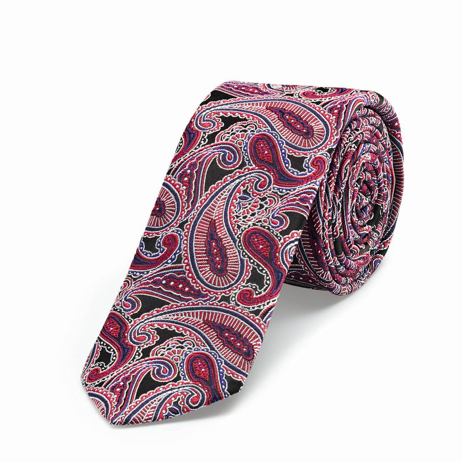 Greiff Krawatte Slimline beere Paisley