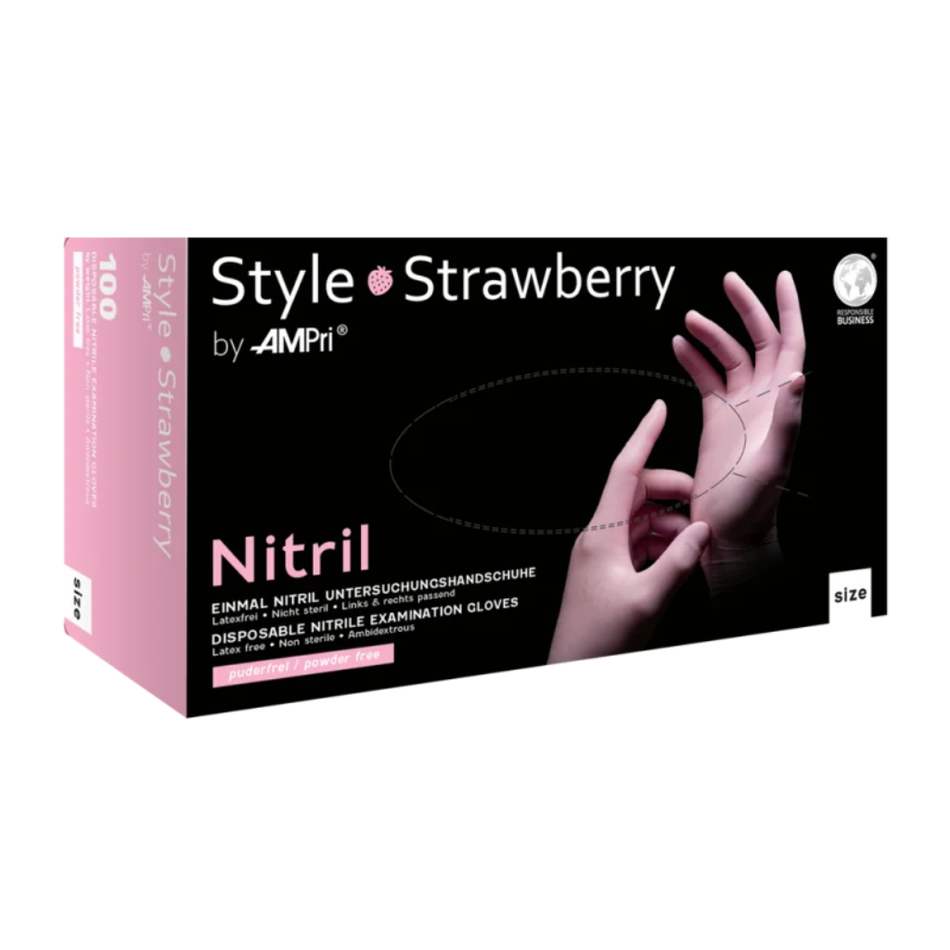 Nitril Handschuhe, rosa strawberry, puderfrei, 100 Stück