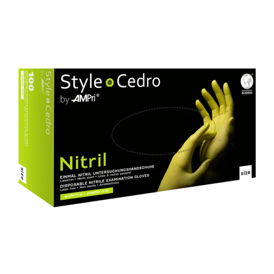Nitril Handschuhe, grün cedro, puderfrei, 100 Stück