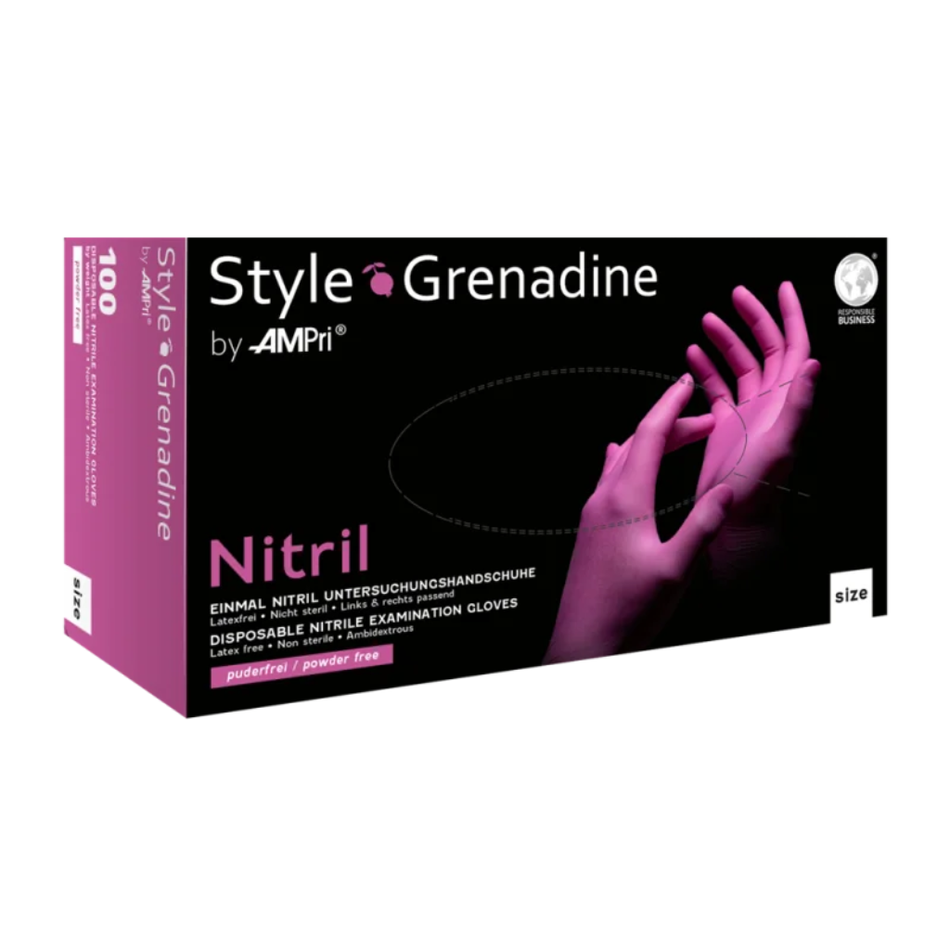 Nitril Handschuhe, pink magenta, puderfrei, 100 Stück
