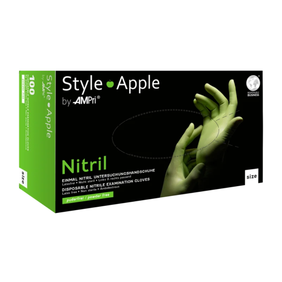 Nitril Handschuhe, grün apfelgrün, puderfrei, 100 Stück