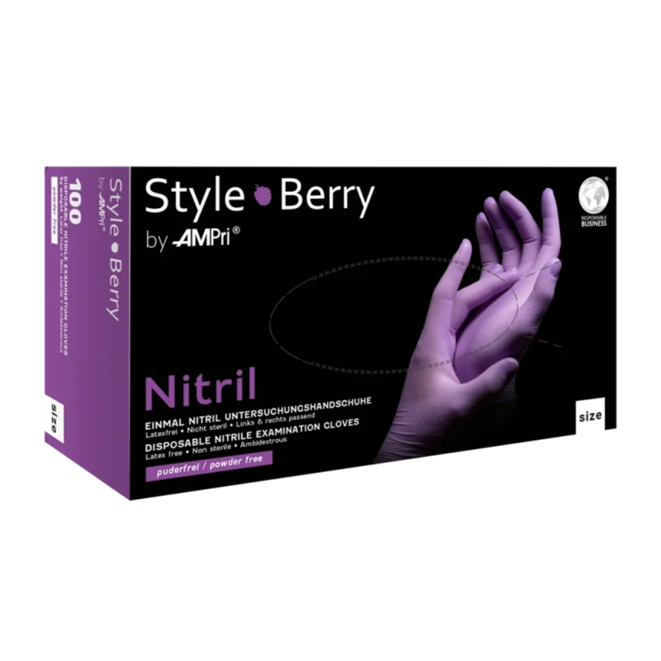 Nitril Handschuhe, lila berry, puderfrei, 100 Stück