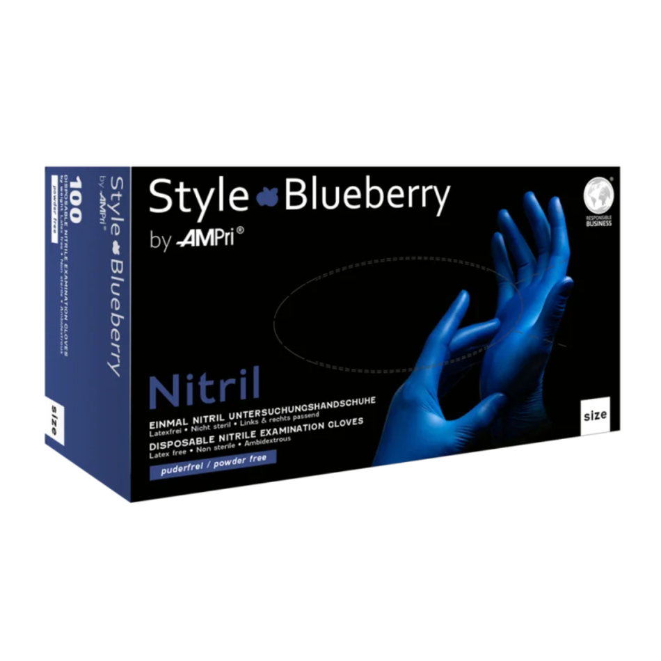 Nitril Handschuhe, dunkelblau blueberry, puderfrei, 100 Stück