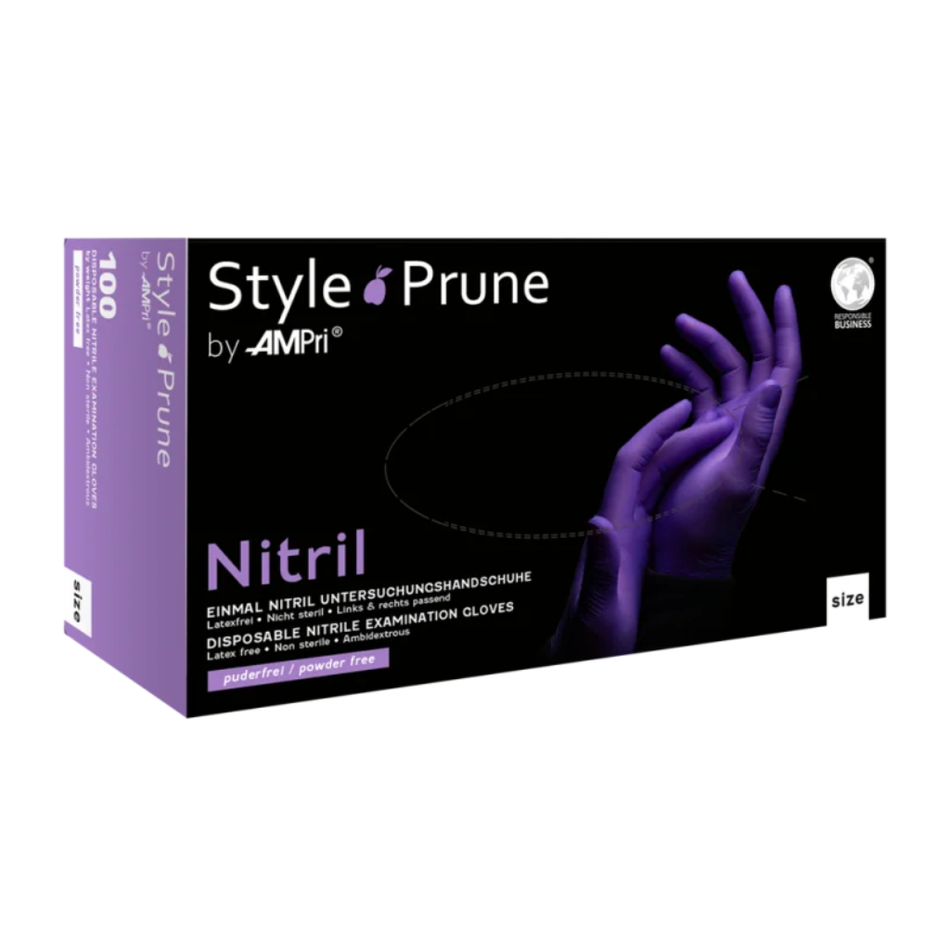 Nitril Handschuhe, dunkellila prune, puderfrei, 100 Stück