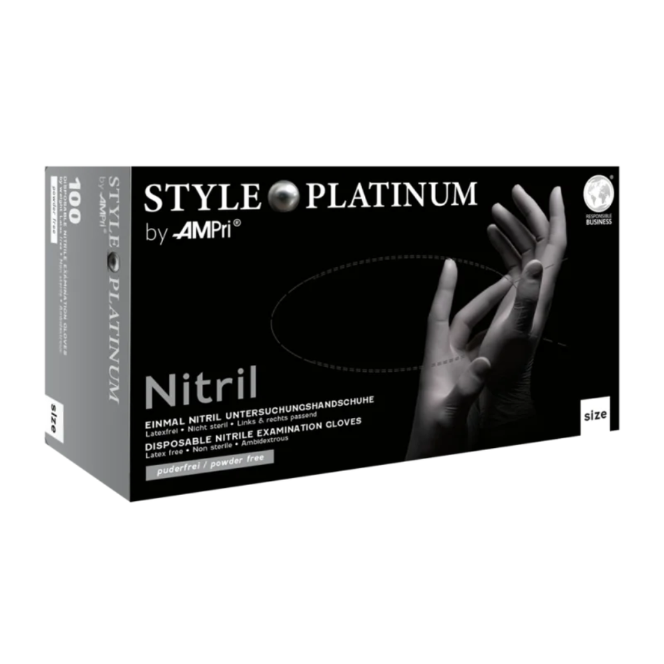 Nitril Handschuhe, silbergrau platinum, puderfrei, 100 Stück