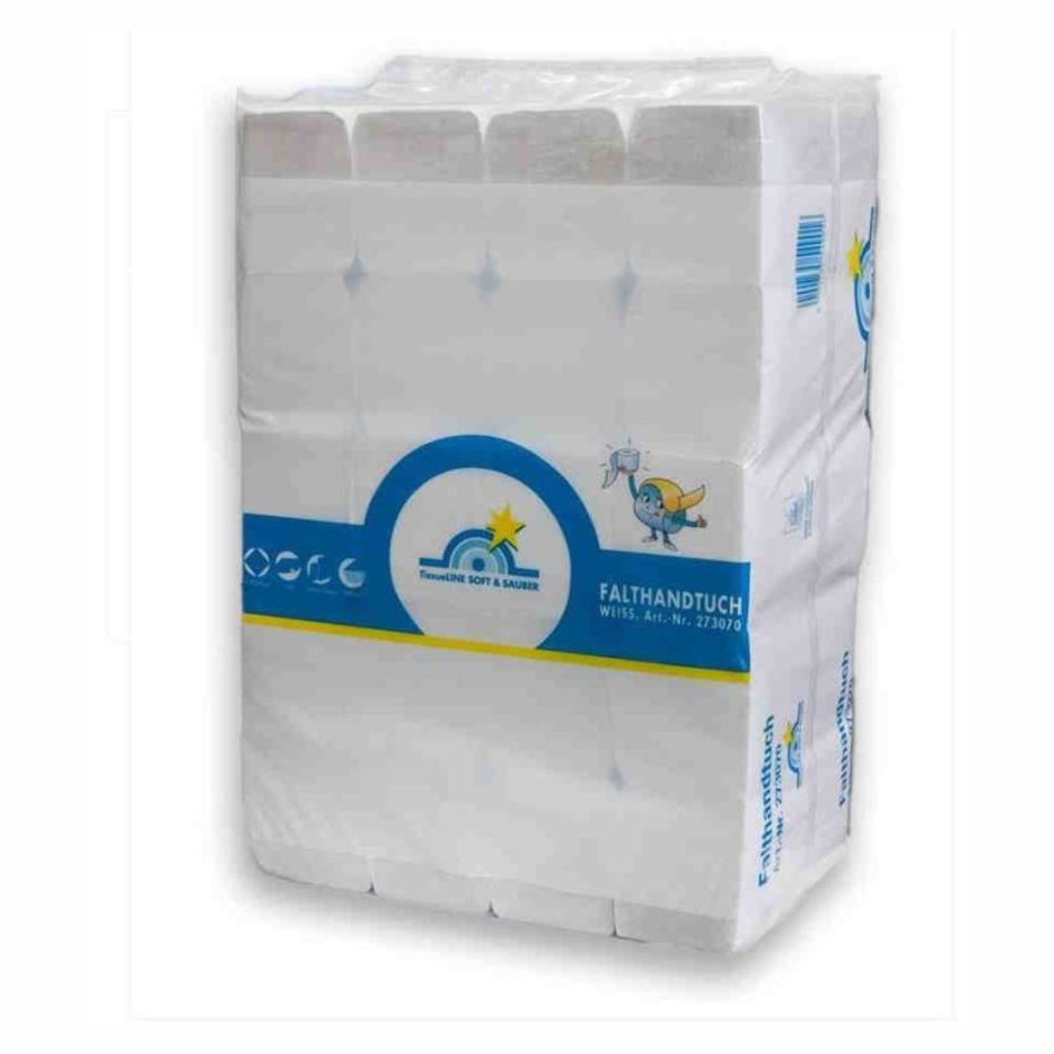 Tissueline 2-ply V-fold paper towels, 25x23cm, bright white, 4,000 sheets