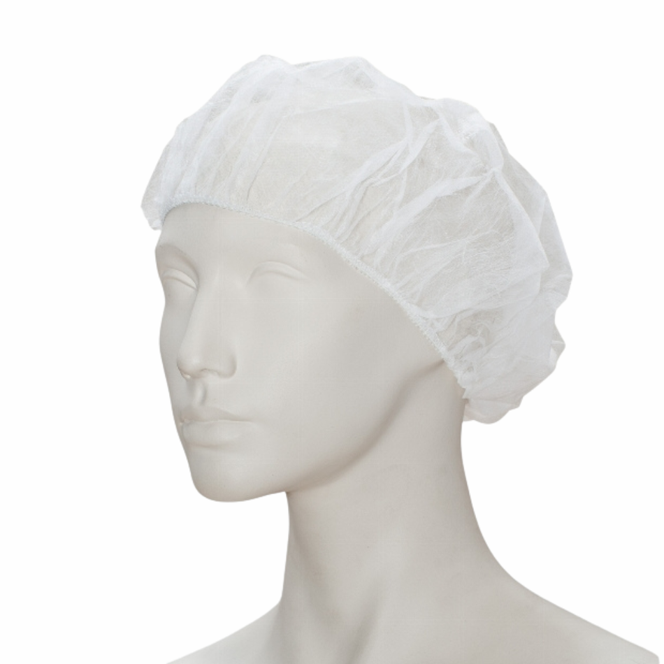 Baretthauben mittel 52cm weiß Vliesstoff, mit Gummiband, Beutel à 100 Stück