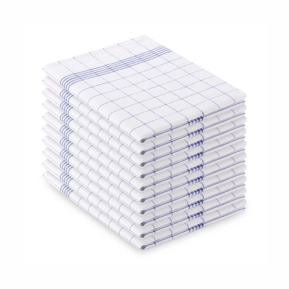 10-piece tea towel set, blue/white
