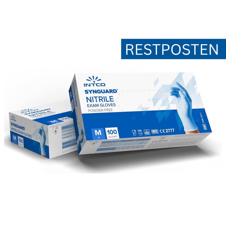 Packs of 100 | Latex-free Synmax vinyl disposable gloves | Blue - various sizes | INTCO