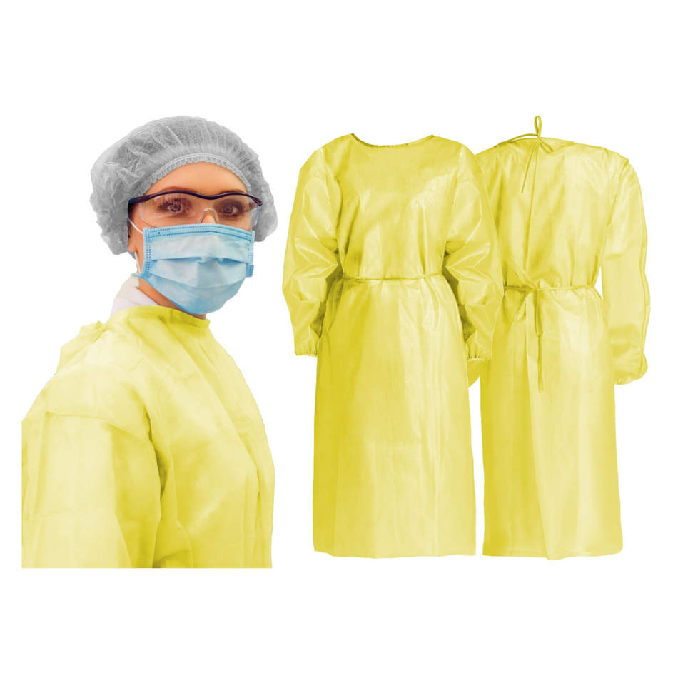 Isolationskittel zum Binden, gelb, 5 Stück, Größe L