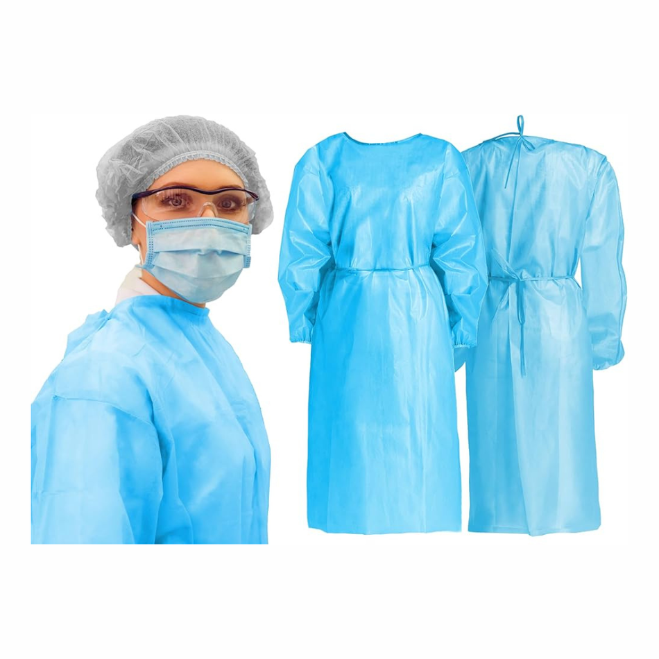 Besucherkittel zum Binden, blau, 5 Stück, Größe L