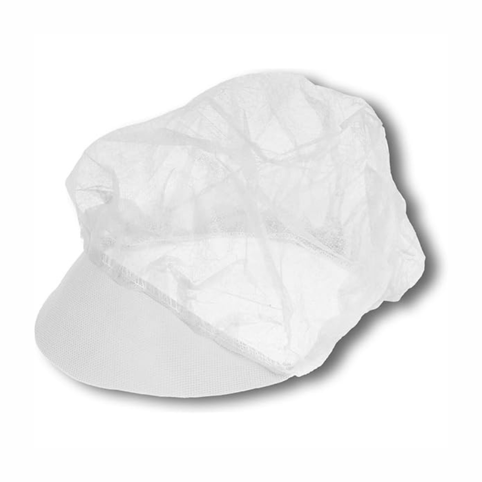 Einweg Haube aus Flies mit Schirm 100 Stück Farbe weiß