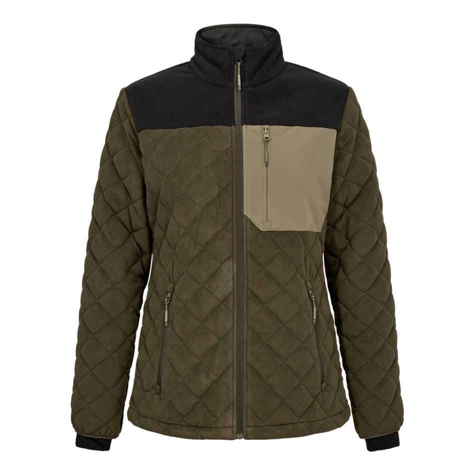 Entire Gestepptes-Fleece Damen Forest Green/Schwarz