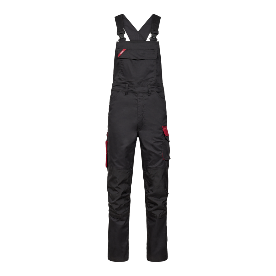 Galaxy Latzhose mit Stretch Anthrazit Grau/Tomato Red