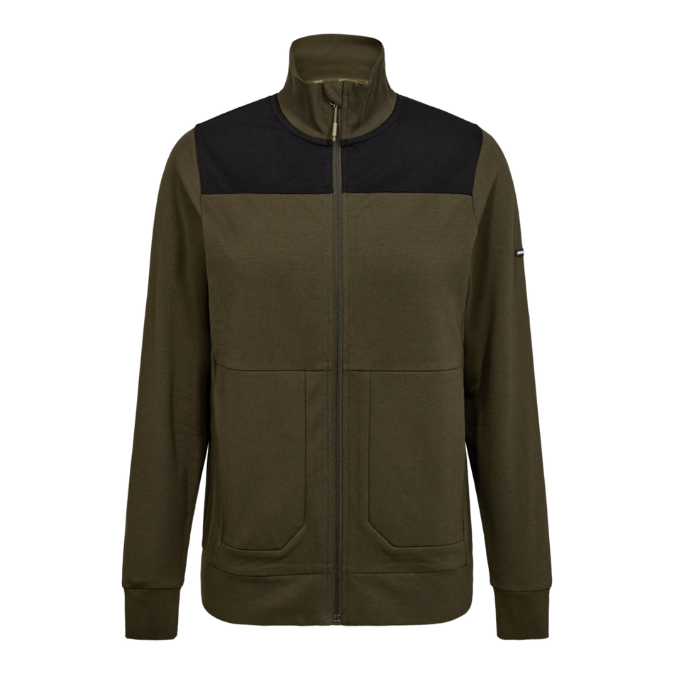 Entire Damen Sweatshirt mit Kragen Forest Green/Schwarz