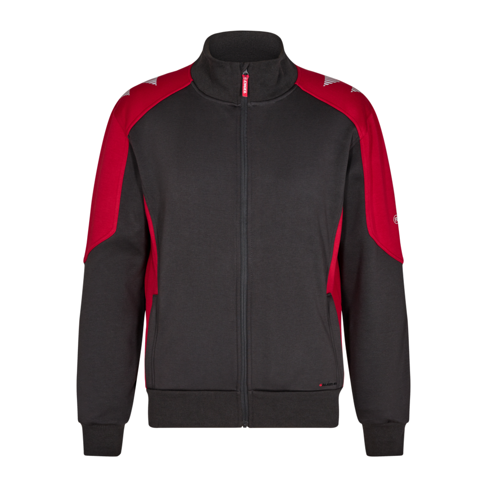 Galaxy Sweat Cardigan M/Kragen Anthrazit Grau/Tomato Red