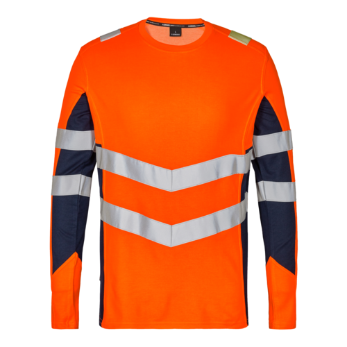 Safety T-shirt L/S Orange/Blue ink