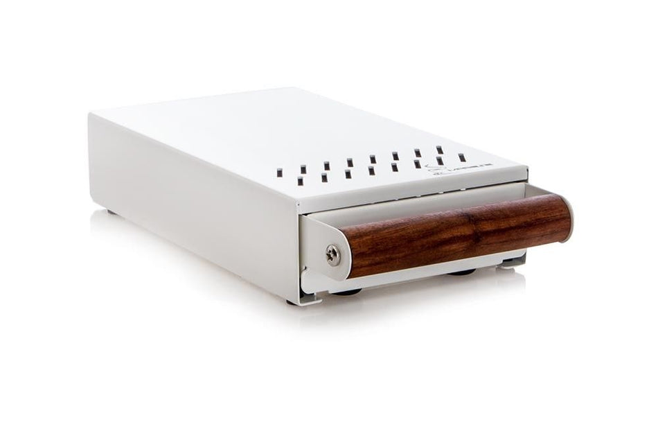 Sudschublade mini weiss Nussholzgriff