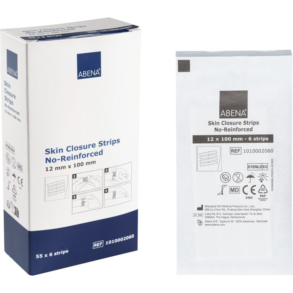 Wundnahtstreifen, Natur, 2x3 Streifen/Blatt, 12 x 100 mm (55 Stück)