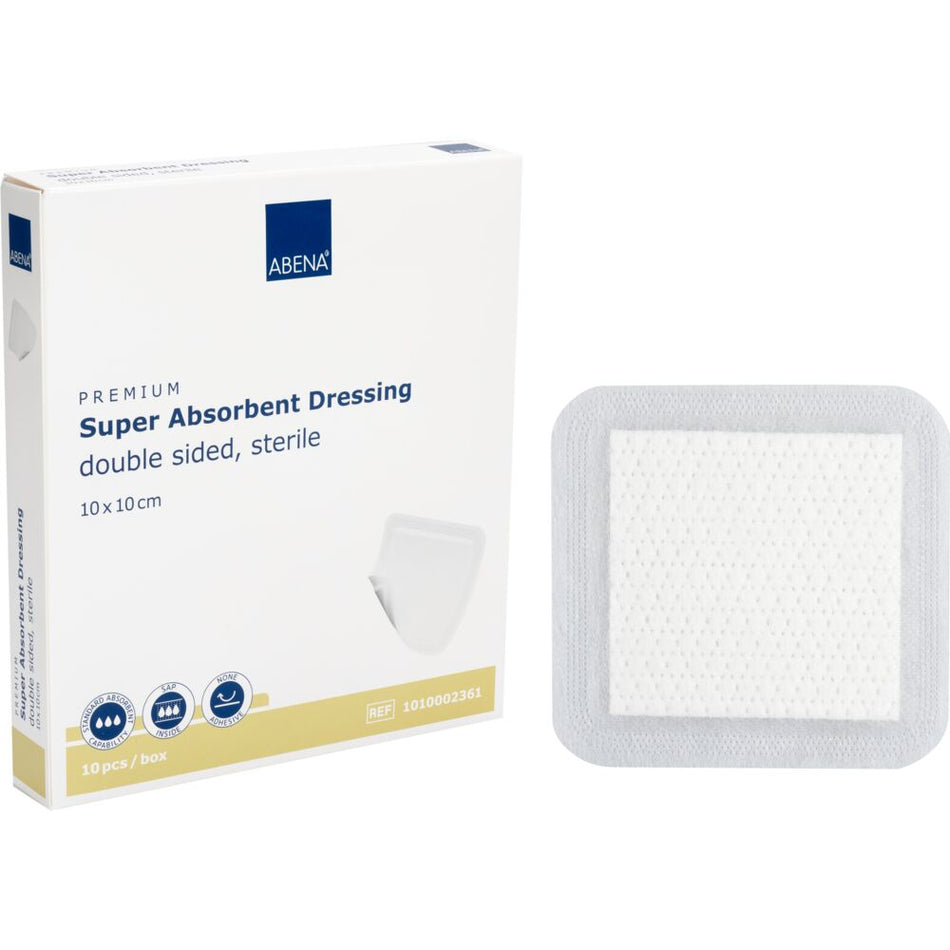 Superabsorbierende Wundauflage, Doppelseitig, 10 x 10 cm (10 Stück)