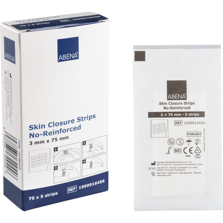 Wundnahtstreifen, Natur, 5 Streifen/Blatt, 3 x 75 mm (70 Stück)