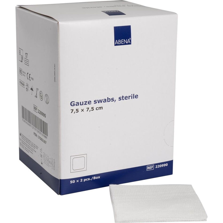 Mullkompressen, Steril, 8-lagig, 7,5 x 7,5 cm (100 Stück)