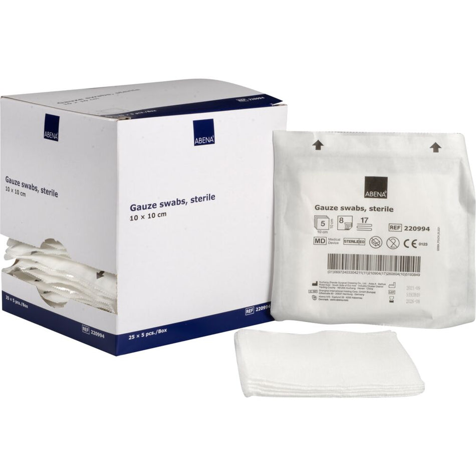 Mullkompressen, Steril, 8-lagig, 10 x 10 cm (125 Stück)