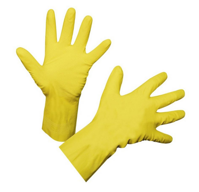 Deusmed Household Cleaning Glove, Long Cuff, Latex, Yellow, CAT I