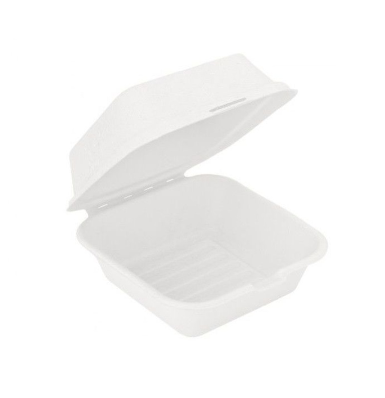 Takeaway boxes, bagasse, burger boxes, 15 x 15.5 x 8.2 cm, 50 pieces