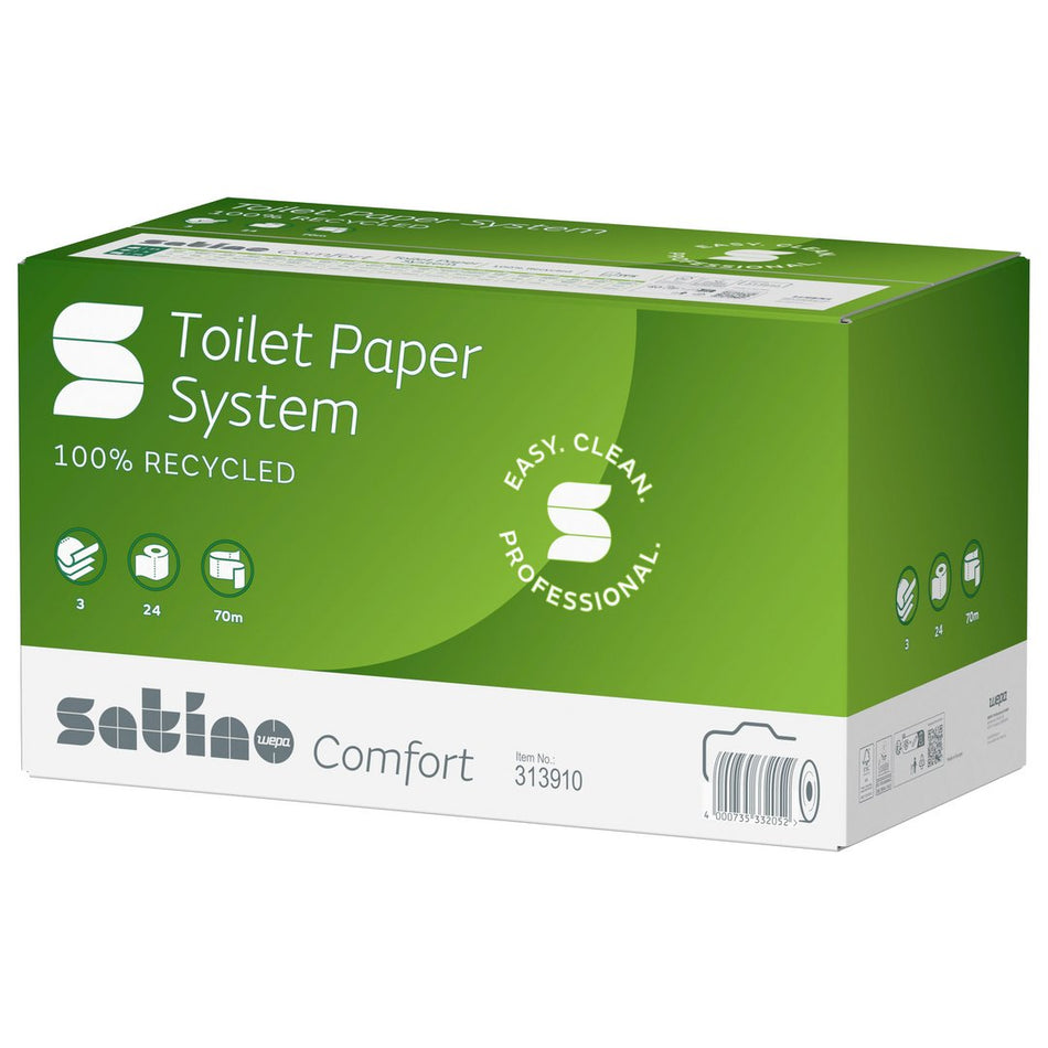 Satino Comfort Toilettenpapier JT3 | 3-lagig | 24 Rollen | 507 Blatt - 70 Meter