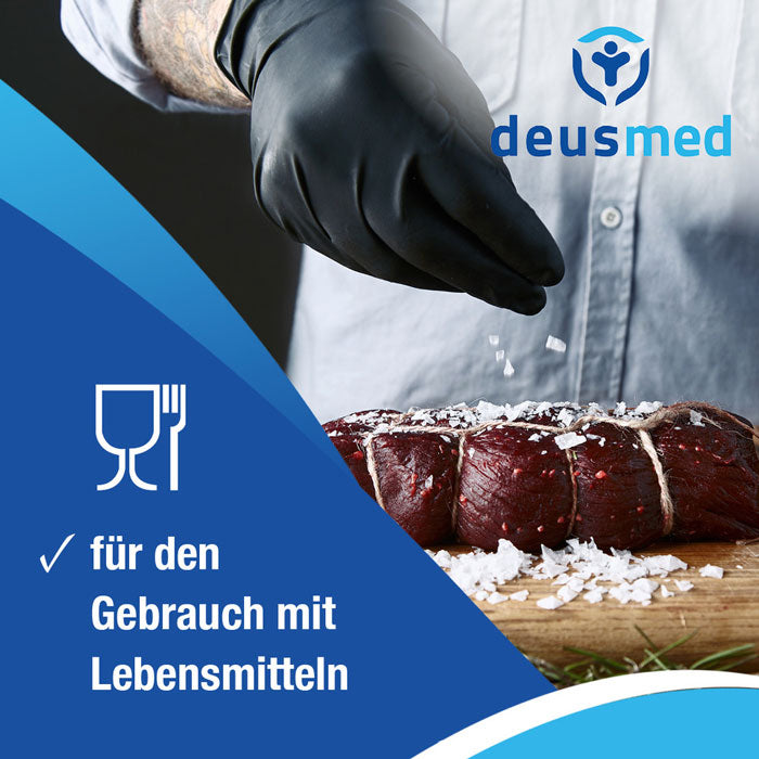 Deusmed Nitril Handschuhe Schwarz - 100 Stück | S - XL