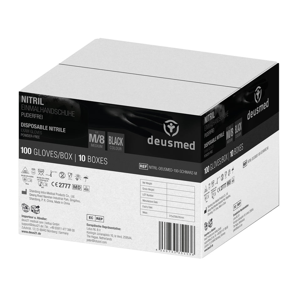 Deusmed Nitril Handschuhe Schwarz - 1000 Stück | S - XL