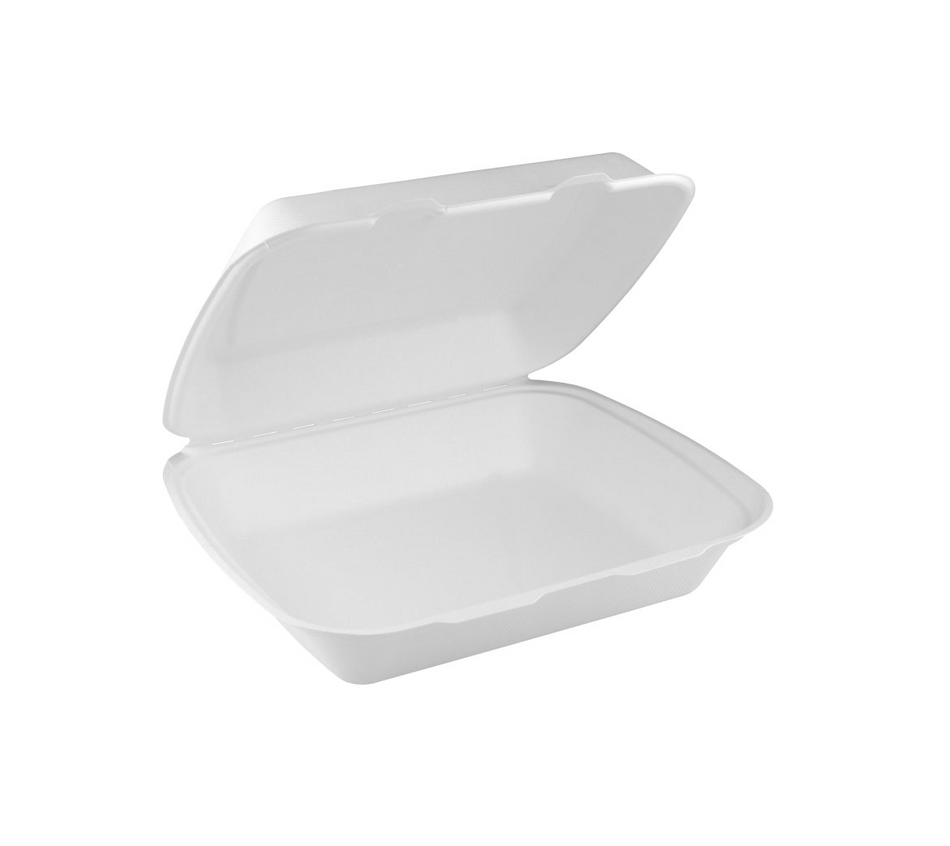 Take Away Boxen, Bagasse, Menübox ungeteilt, 19,1 x 13,5 x 5,8 cm, 50 Stück